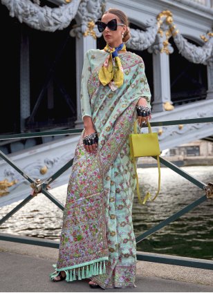 Sea Green Organza Weaving Classic Sari