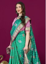 Sea Green Patola Silk Meena Trendy Sari