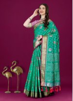 Sea Green Patola Silk Meena Trendy Sari