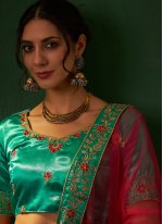 Sea Green Silk Embroidered Trendy Chaniya Choli