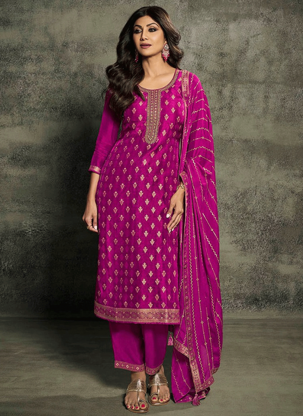 Shilpa Shetty Purple Fancy Work Salwar suit