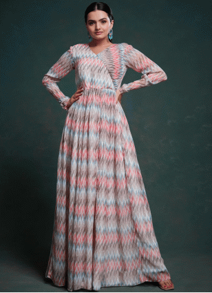 Striking Georgette Printed Gown