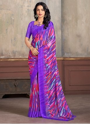 Lowest price  $12 - $24 - Violet Ready Pleated Saree and Violet