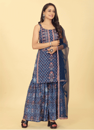 Viscose Readymade Salwar Suits in Blue