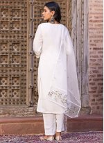 White Chanderi Embroidered Trendy Salwar Suits