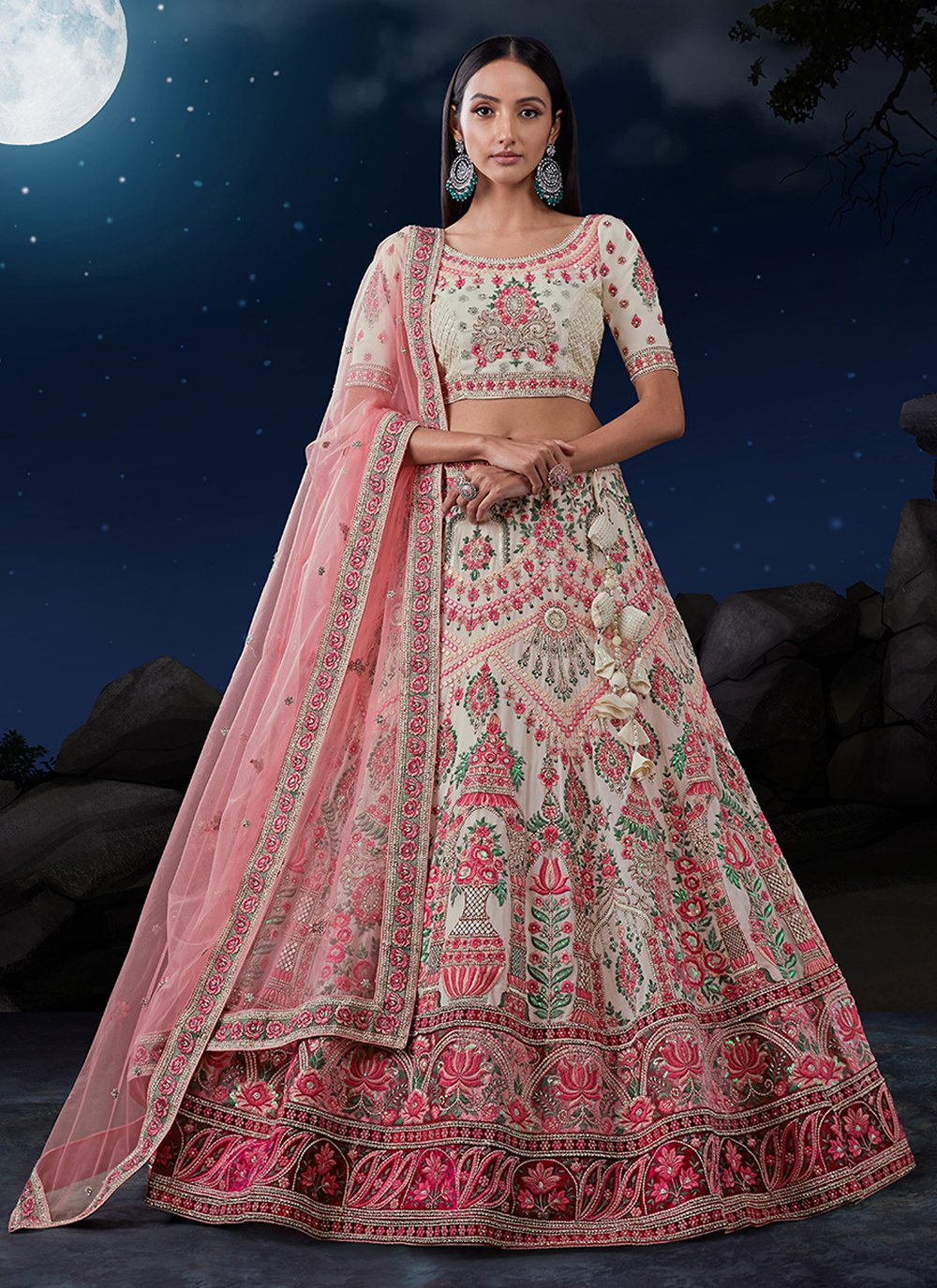 Buy Smashing Pista Green Crepe Designer Lehenga Choli at affordable  shopping price. – Inddus.com