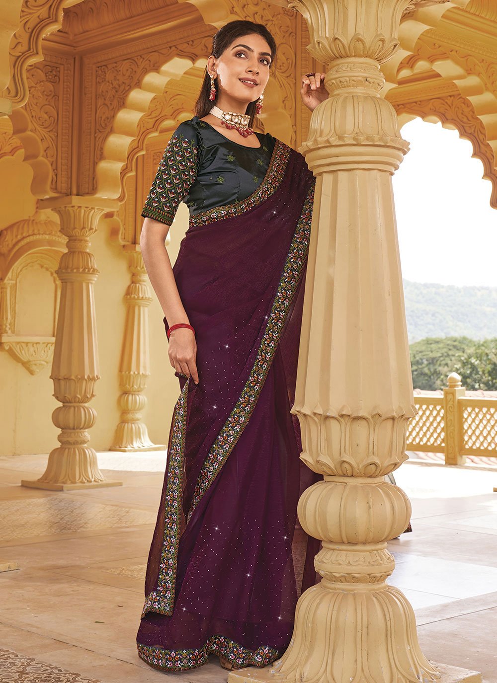 Navy Blue Colour Saree Copper Zari Weaving Banarasi Beautiful Zari Wor –  garment villa