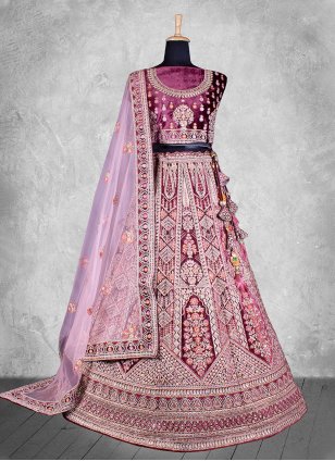 Party Wear Wine Colour Bridal Lehenga, Size: Free Size at Rs 6999 in Indore