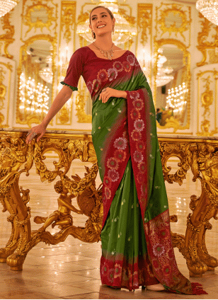 work color Banarasi Silk fabric Traditional Saree