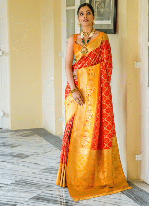 Woven work color Banarasi Silk fabric Woven Traditional Saree