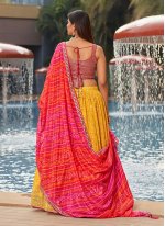 Yellow Georgette Embroidered A - Line Lehenga