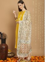 Yellow Rayon Plain Readymade Salwar Suits