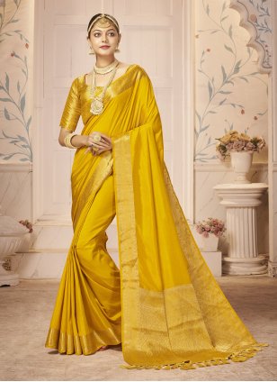 Yellow Silk Dangler Trendy Sari