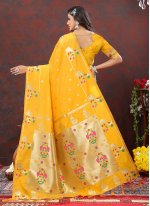 Yellow Silk Meena Contemporary Saree