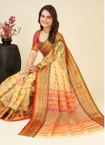 Yellow Silk Weaving Classic Saree